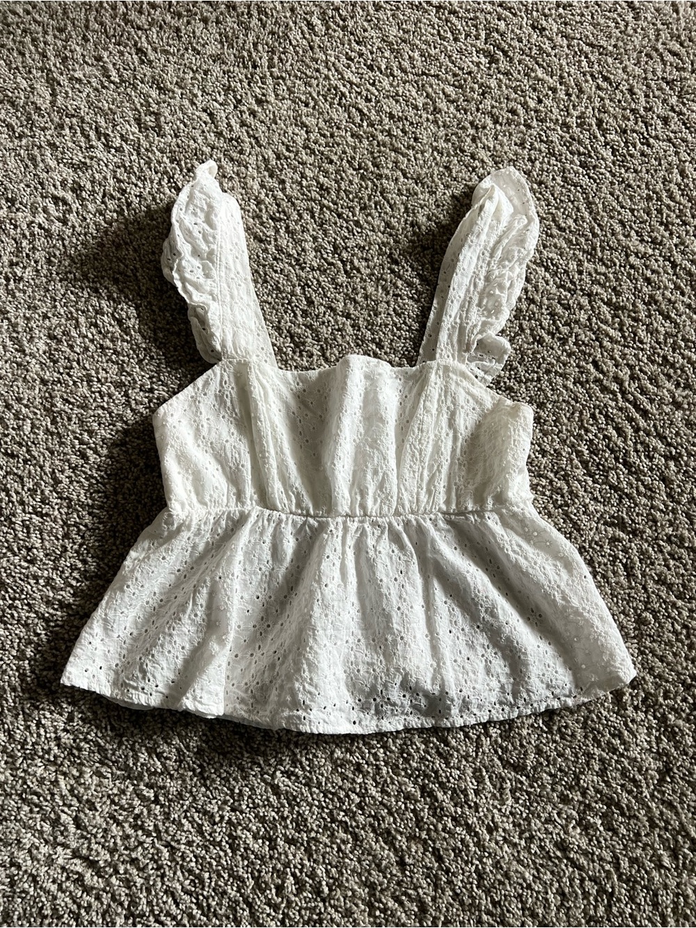 miami White Eyelet Peplum Camisole with Ruffle Straps